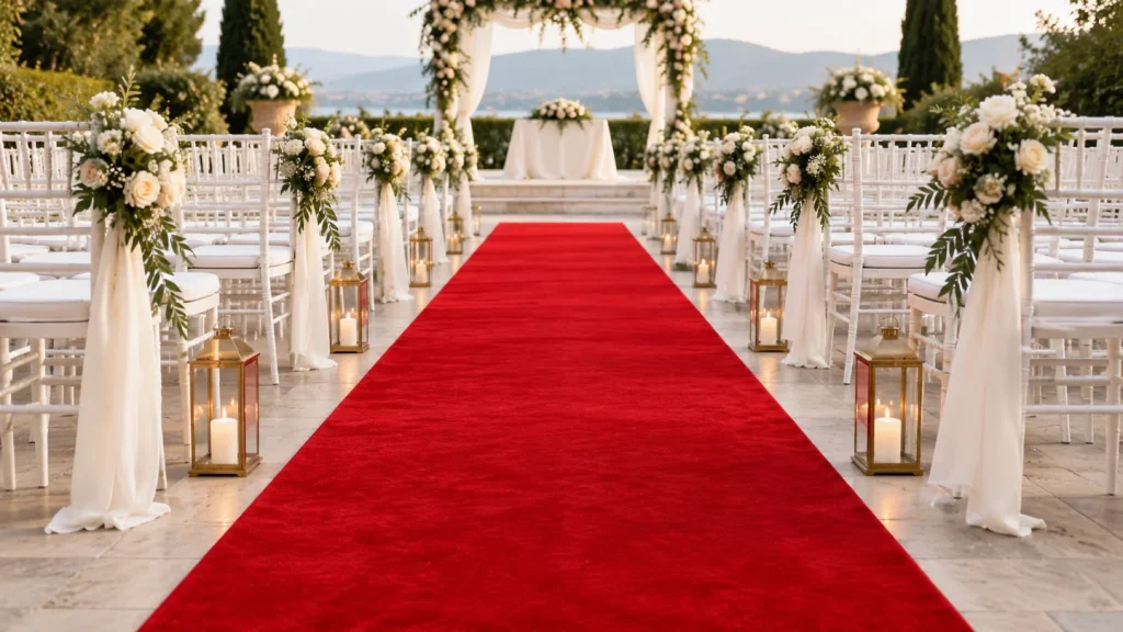 red carpet for Wedding aisle